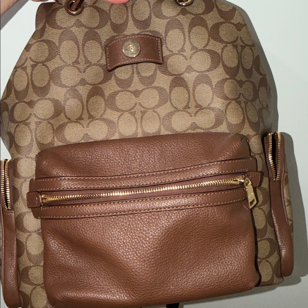 Coach Tan and Brown Signature Backpack - Picture 6 of 8